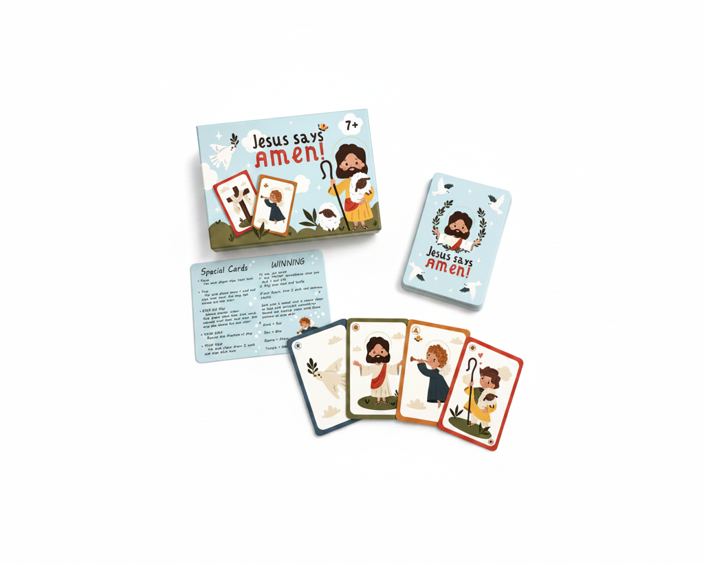Set of cards with illustrations and text on a white background